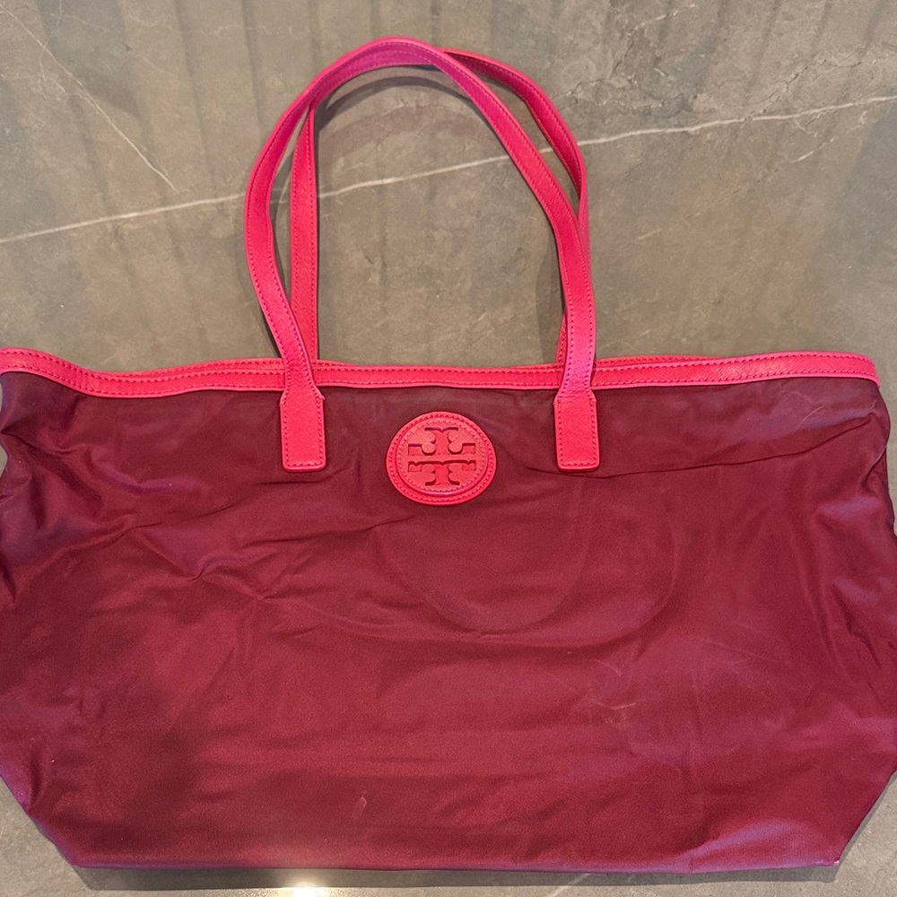 Tory Burch Burgundy and Pink Tote
